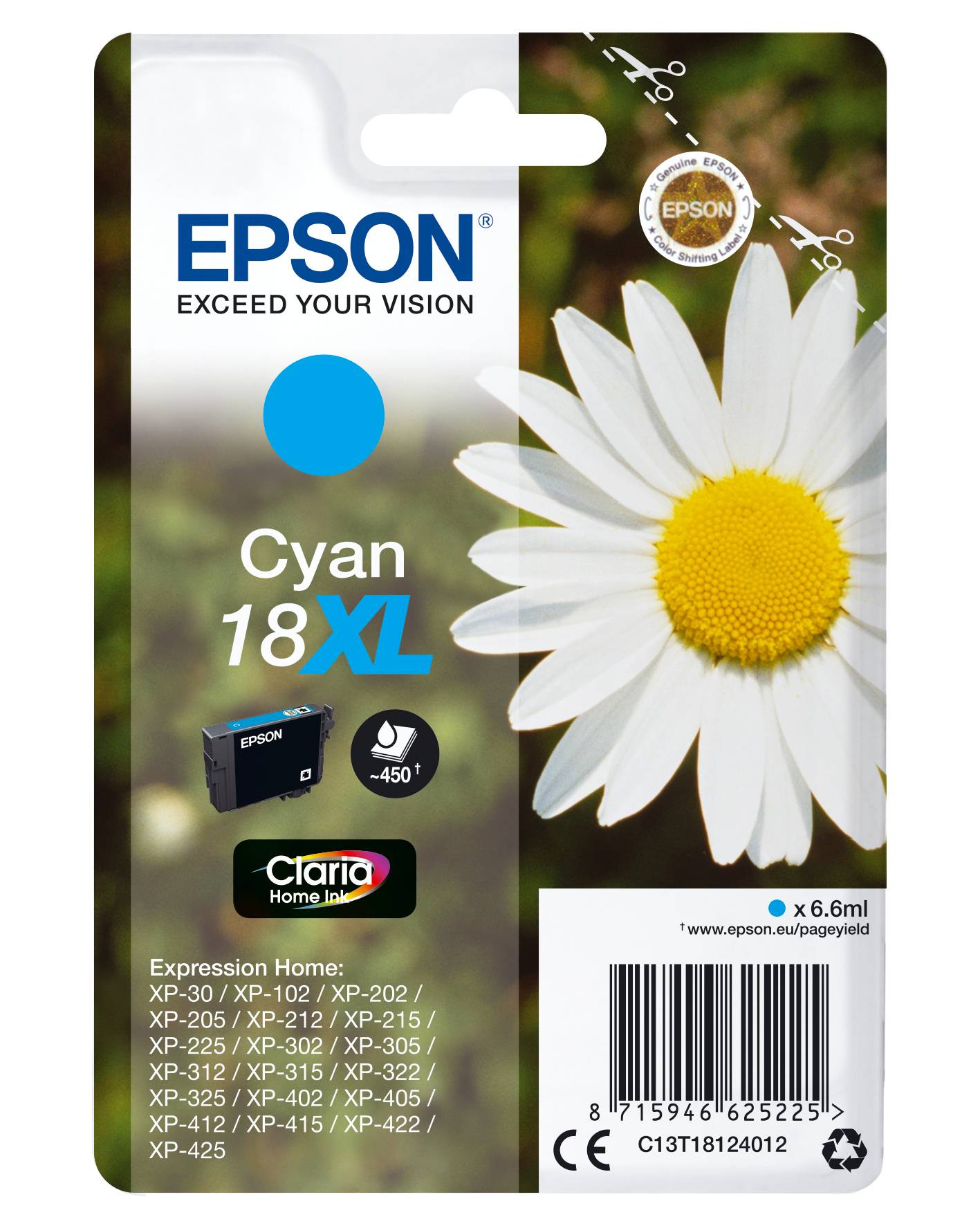 Epson 18XL - 6.6 ml - XL - Cyan - Original - Tintenpatrone
