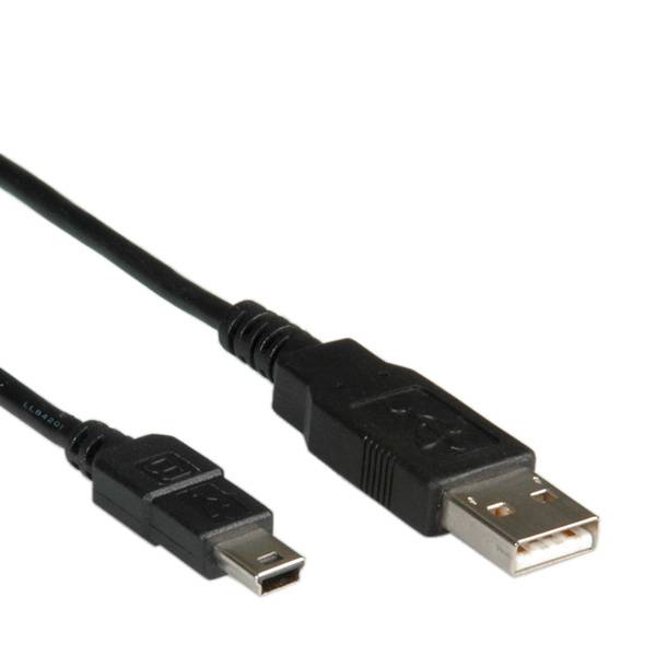 ROLINE USB 2.0 Kabel, Typ A - 5-Pin Mini, schwarz, 3 m
