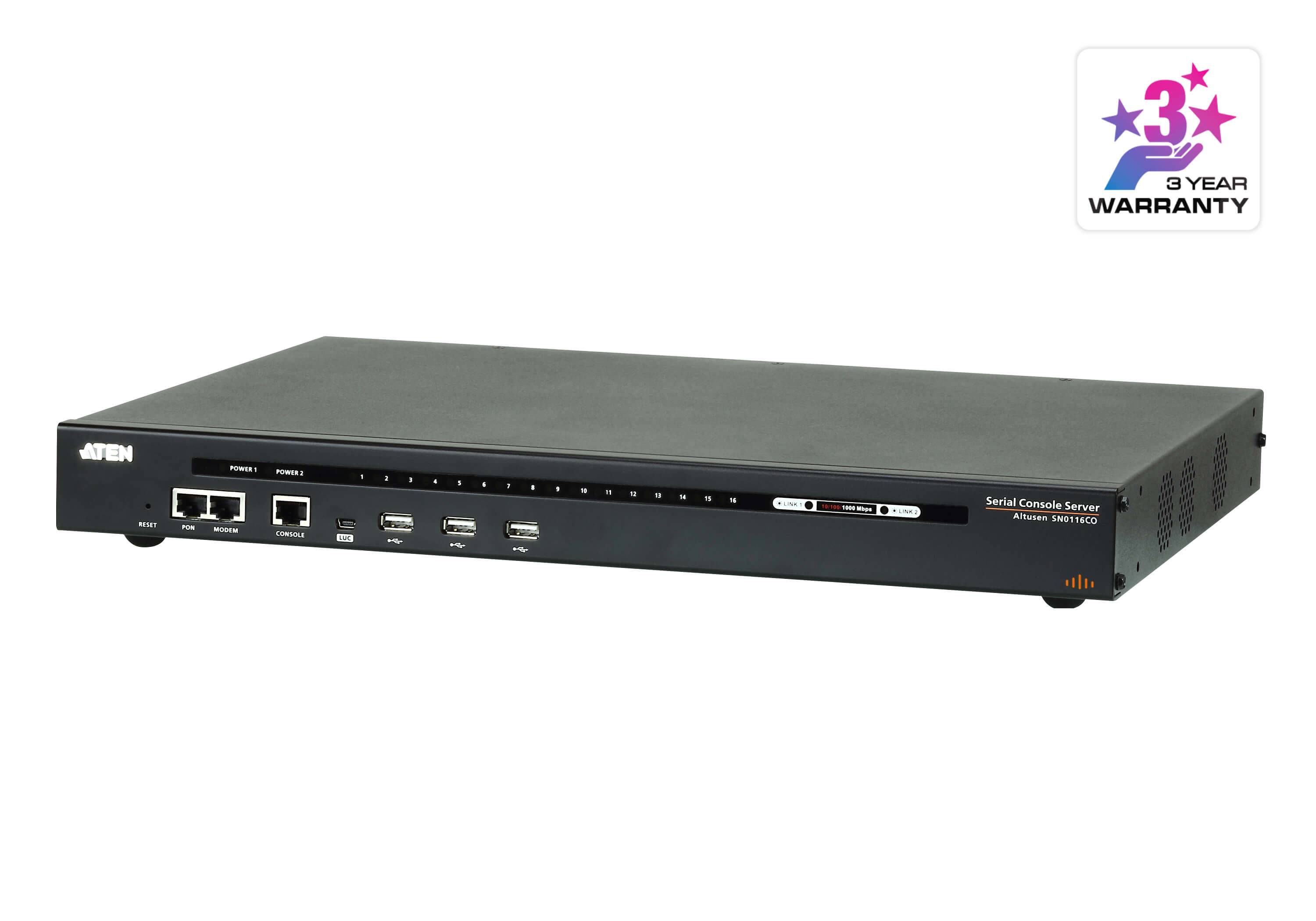 ATEN SN0116CO 16-Port Serieller Konsolen Server mit Dual-Strom/LAN