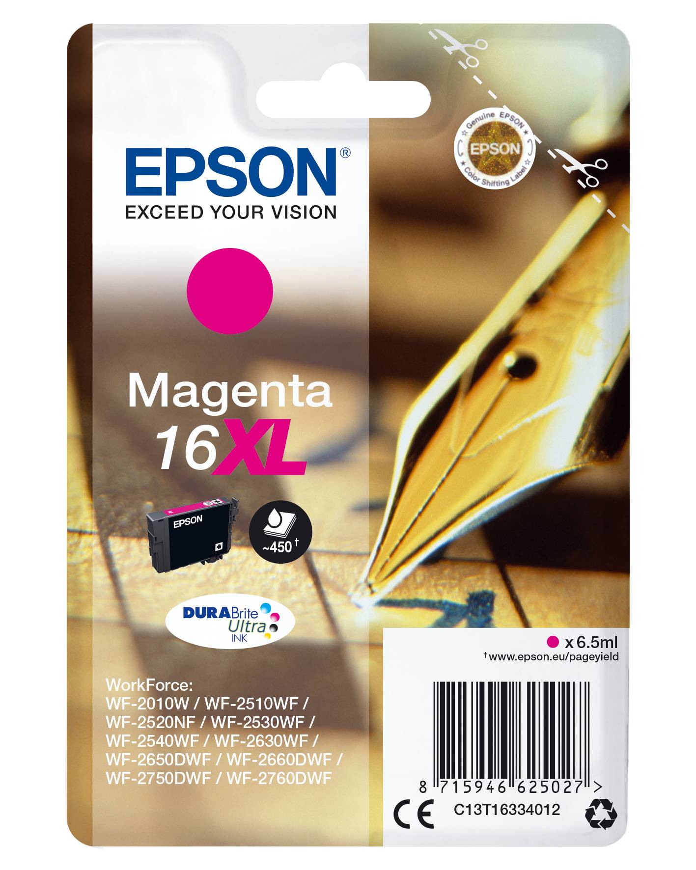 Epson Druckerpatrone T1633, 16XL Original Magenta C13T16334012