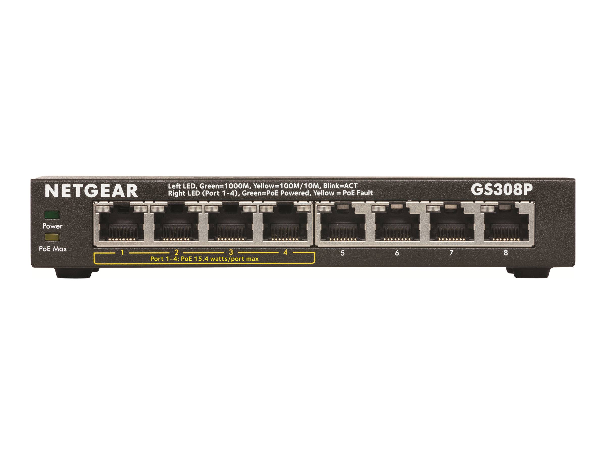NETGEAR GS308P Netzwerk Switch 8 Port 1 GBit/s PoE-Funktion
