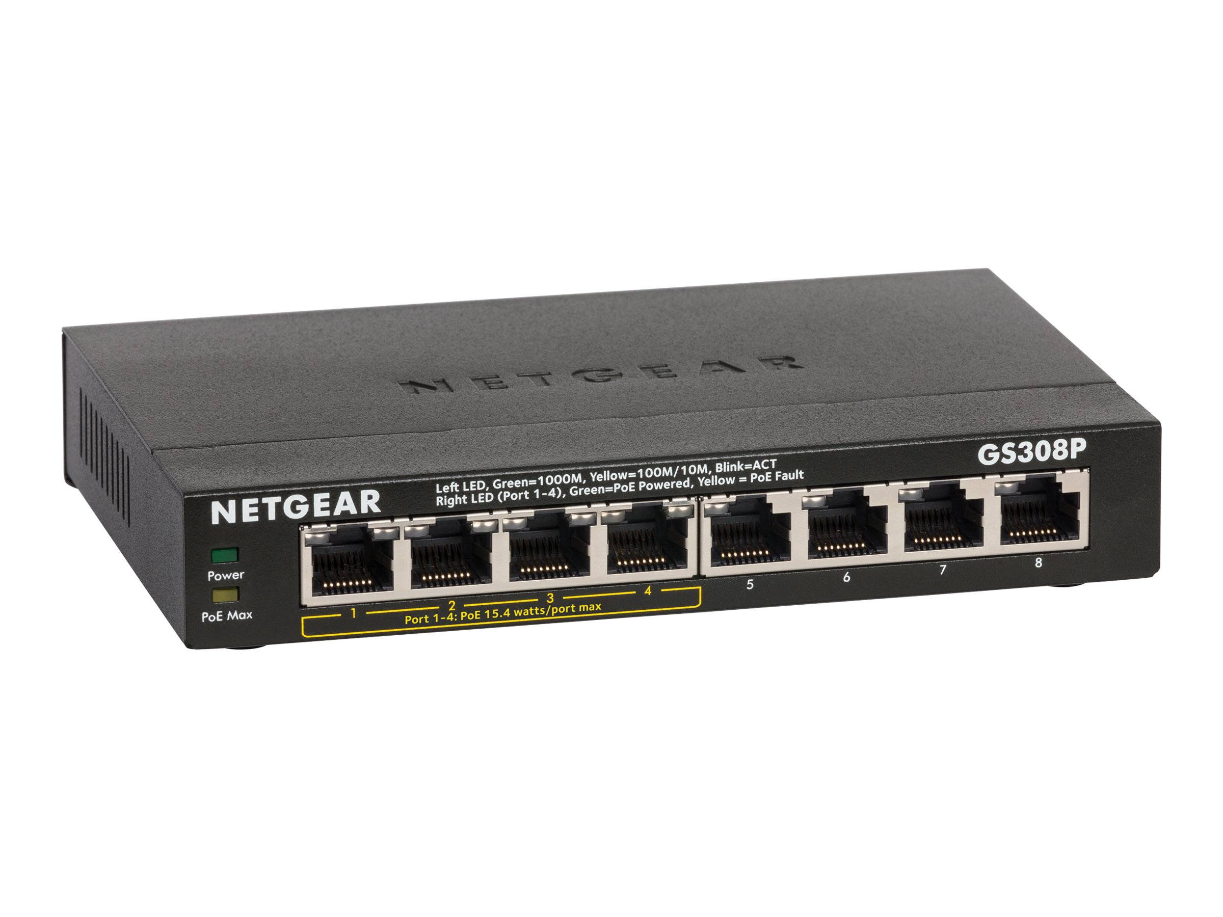 NETGEAR GS308P Netzwerk Switch 8 Port 1 GBit/s PoE-Funktion