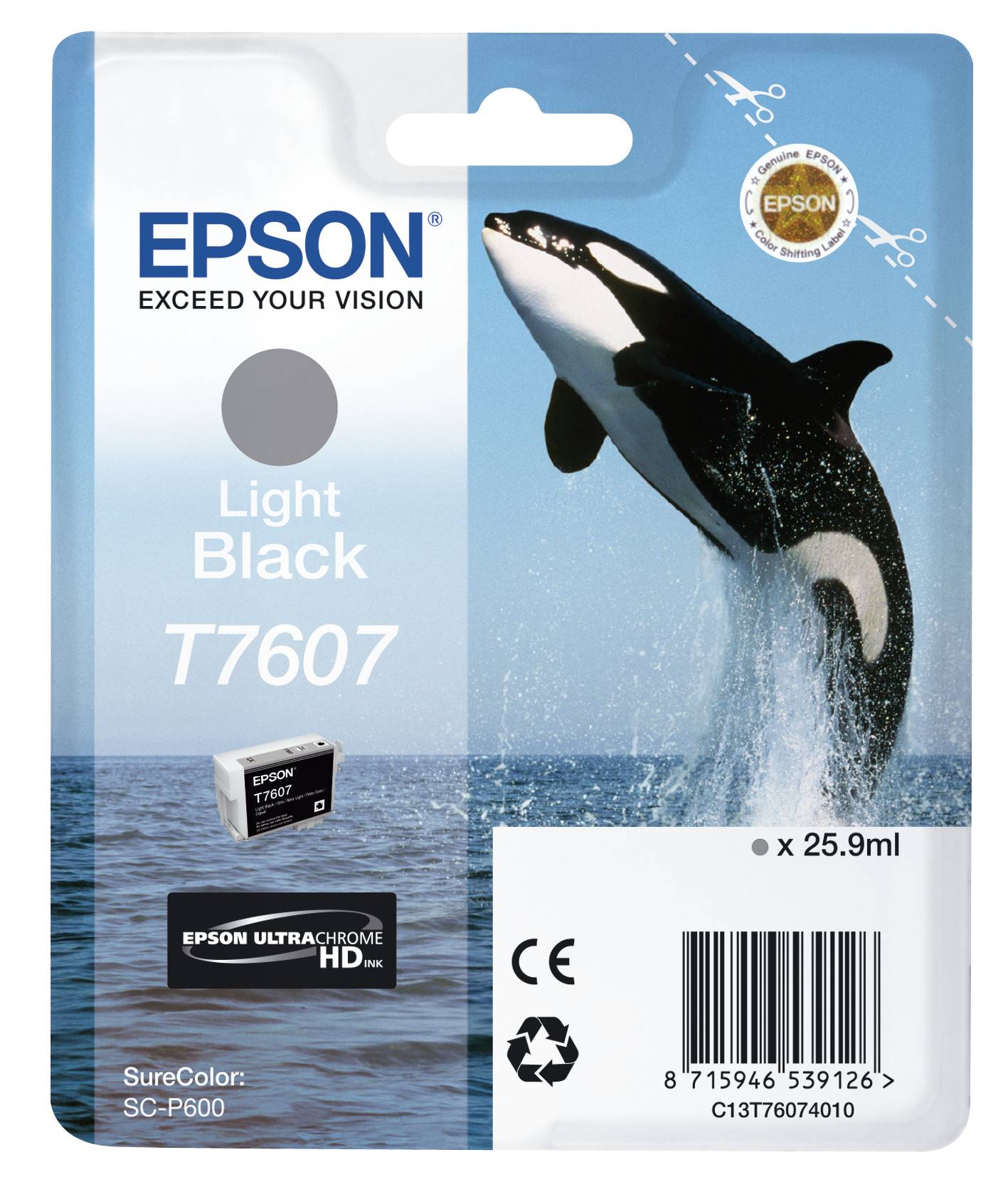 Epson Druckerpatrone T7607 Original Light Schwarz C13T76074010