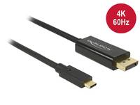 Delock USB-C® / DisplayPort Adapterkabel USB-C® Stecker, DisplayPort Stecker 2.00 m Schwarz 85256 vergoldete Steckkontakte USB-C®-Displaykabel