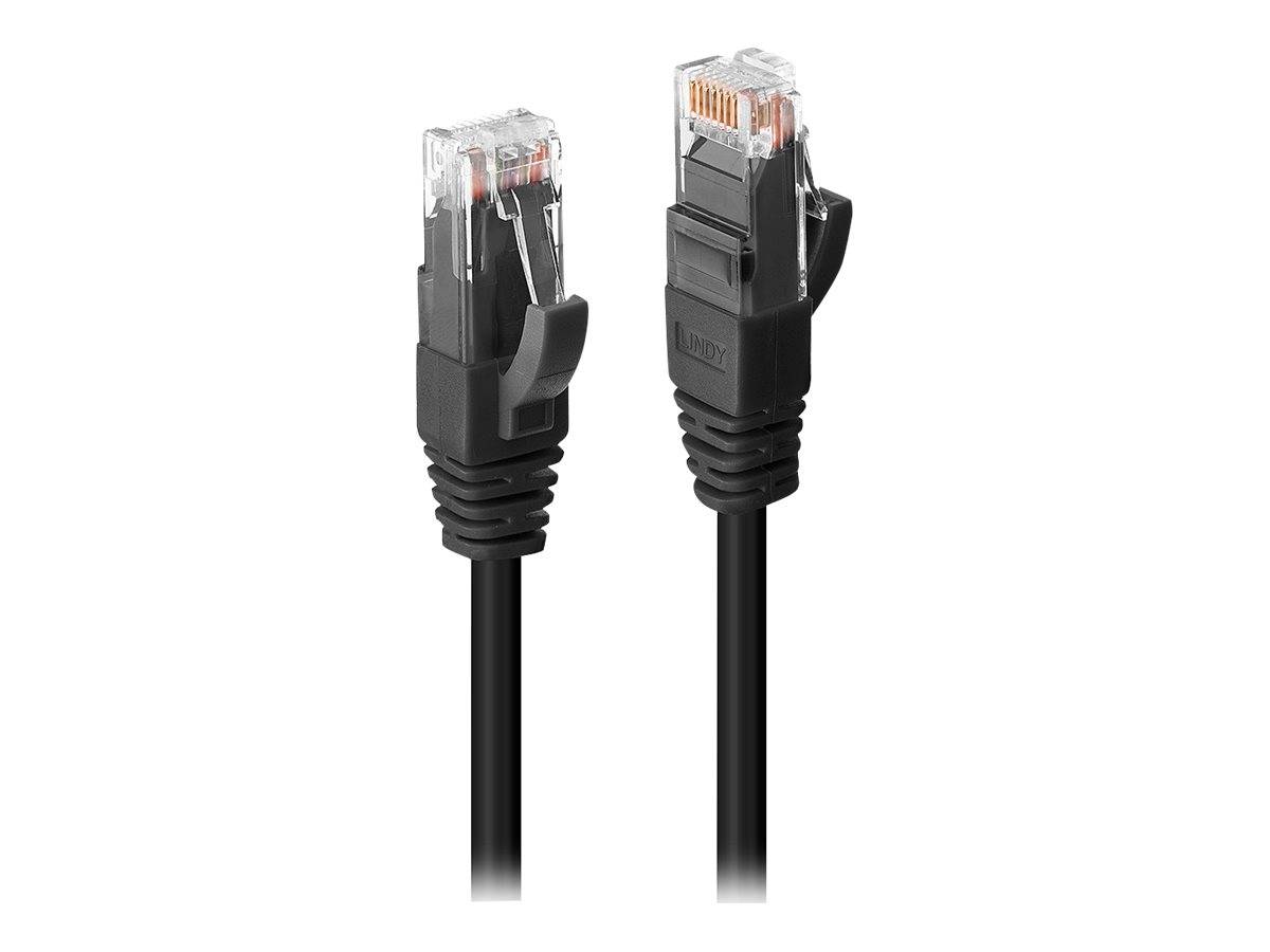 LINDY 45432 RJ45 Netzwerkkabel, Patchkabel CAT 6 U/UTP 1.00 m Schwarz mit Rastnasenschutz 1 St.