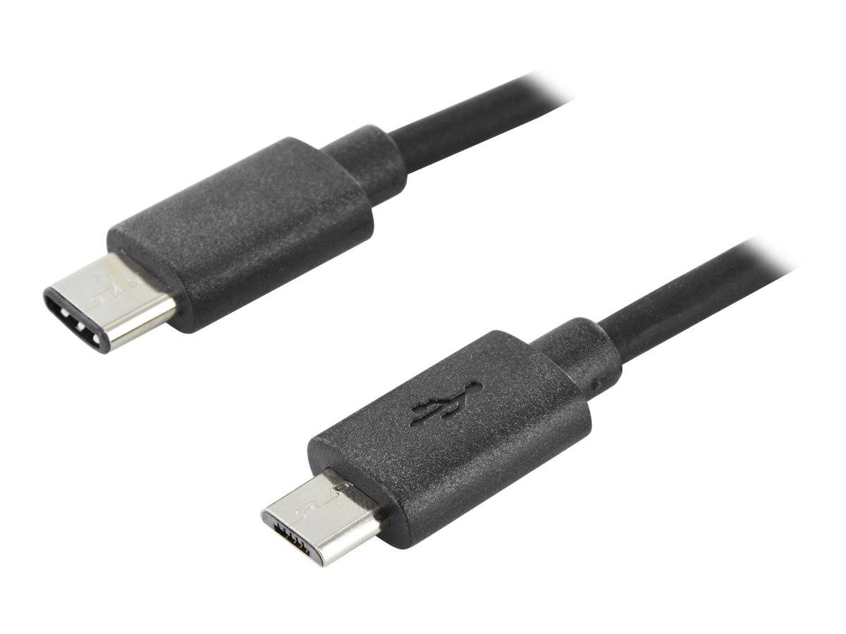 Digitus USB-Kabel USB 2.0 USB-C® Stecker, USB-Micro-B Stecker 1.80 m Schwarz Rund, beidseitig verwendbarer Stecker, doppelt geschirmt