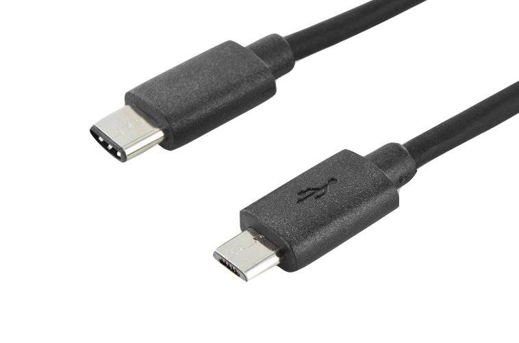 Digitus USB-Kabel USB 2.0 USB-C® Stecker, USB-Micro-B Stecker 1.80 m Schwarz Rund, beidseitig verwendbarer Stecker, doppelt geschirmt