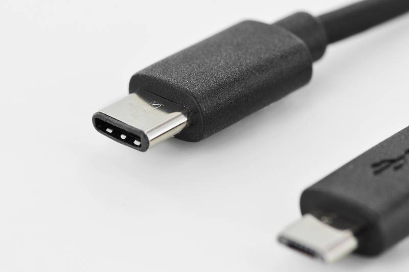 Digitus USB-Kabel USB 2.0 USB-C® Stecker, USB-Micro-B Stecker 1.80 m Schwarz Rund, beidseitig verwendbarer Stecker, doppelt geschirmt