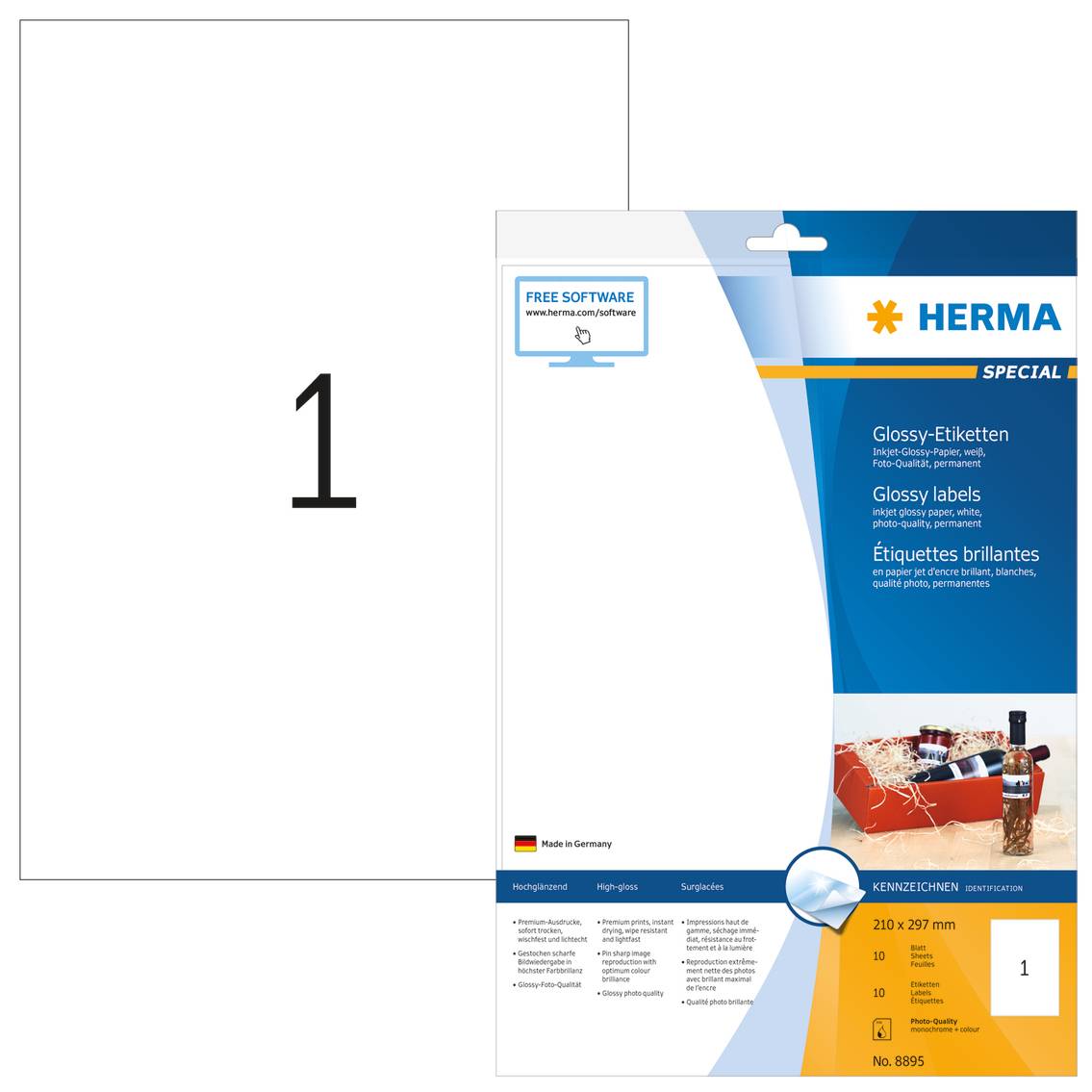 HERMA Etikett 8895 210x297mm weiß 10 St./Pack.