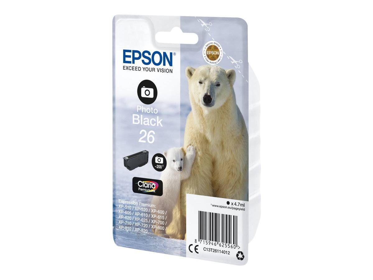 Epson Druckerpatrone T2611, 26 Original Foto Schwarz C13T26114012