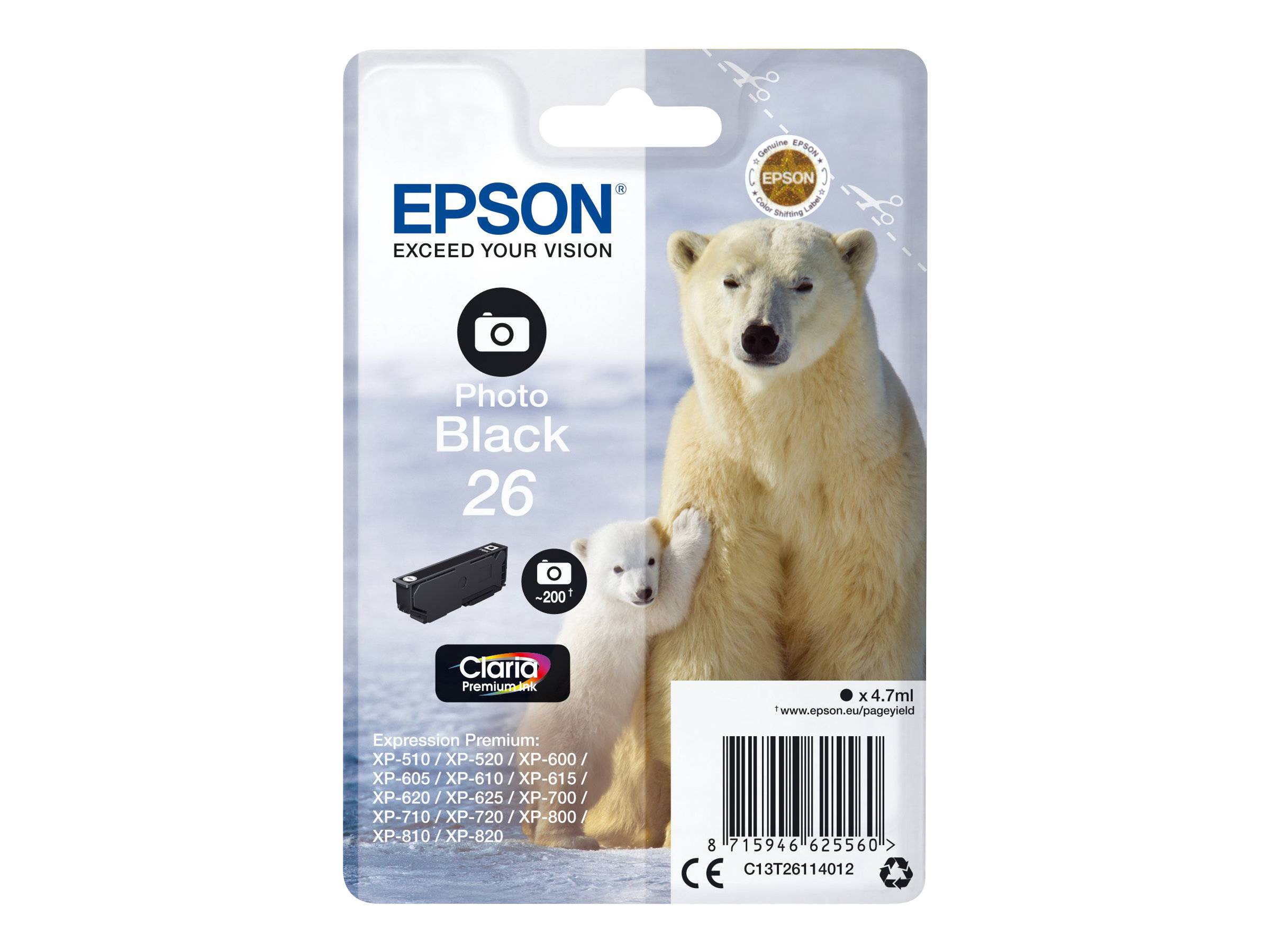 Epson Druckerpatrone T2611, 26 Original Foto Schwarz C13T26114012