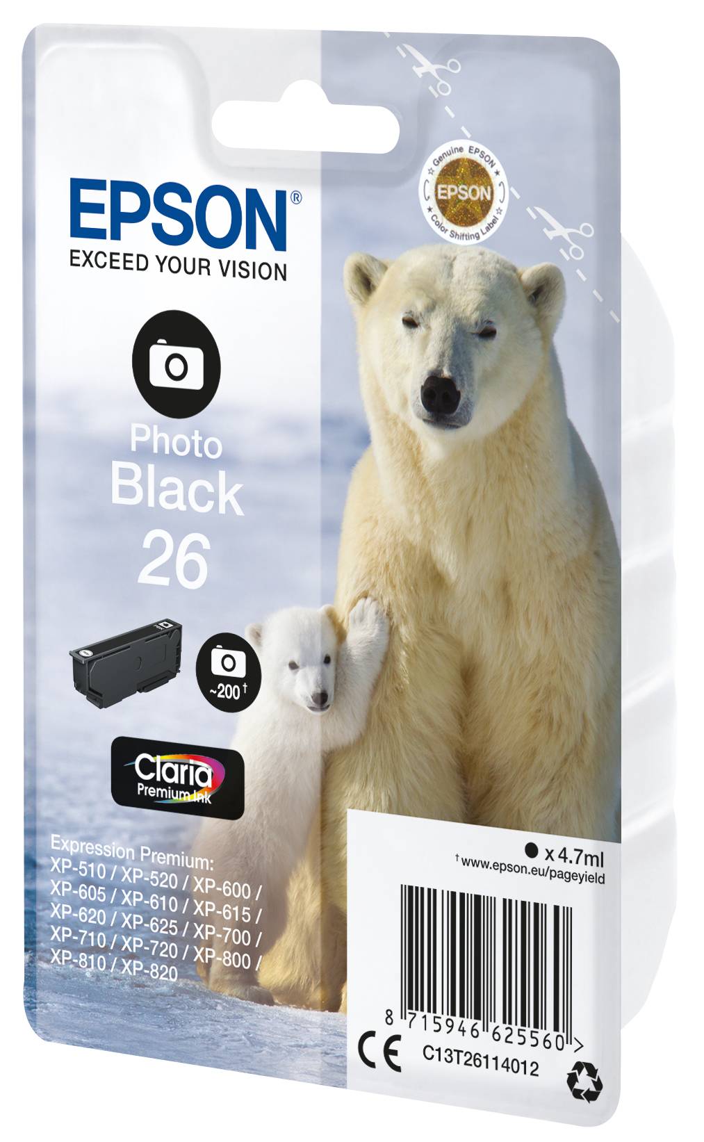 Epson Druckerpatrone T2611, 26 Original Foto Schwarz C13T26114012