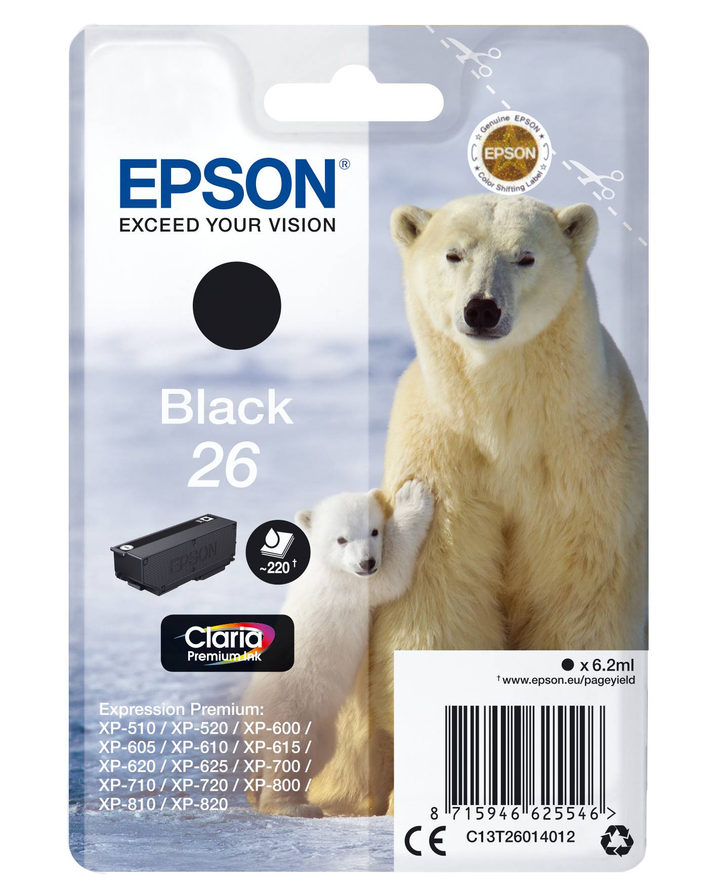 Epson Druckerpatrone T2601, 26 Original Schwarz C13T26014012