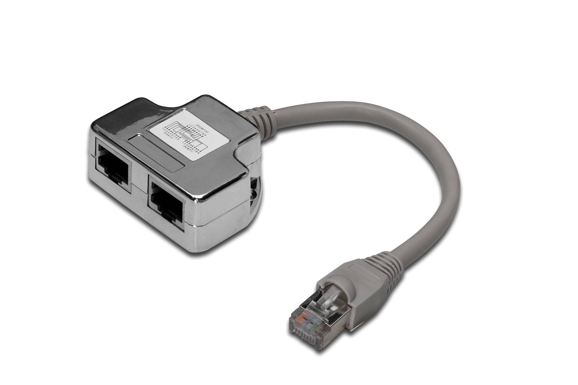 Digitus RJ45 Netzwerk Adapter CAT 5, CAT 5e [1x RJ45-Stecker - 2x RJ45-Buchse] Grau