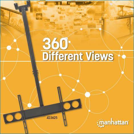 Manhattan 423625 TV-Deckenhalterung 94,0cm (37") - 177,8cm (70") Neigbar, Schwenkbar