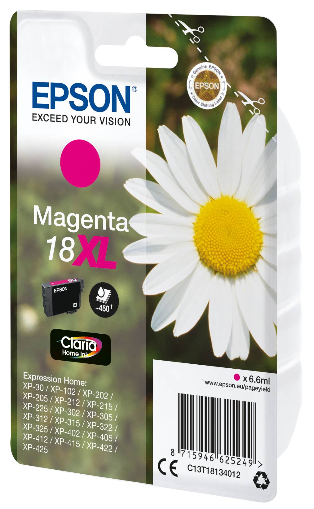 Epson Druckerpatrone T1813, 18XL Original Magenta C13T18134012
