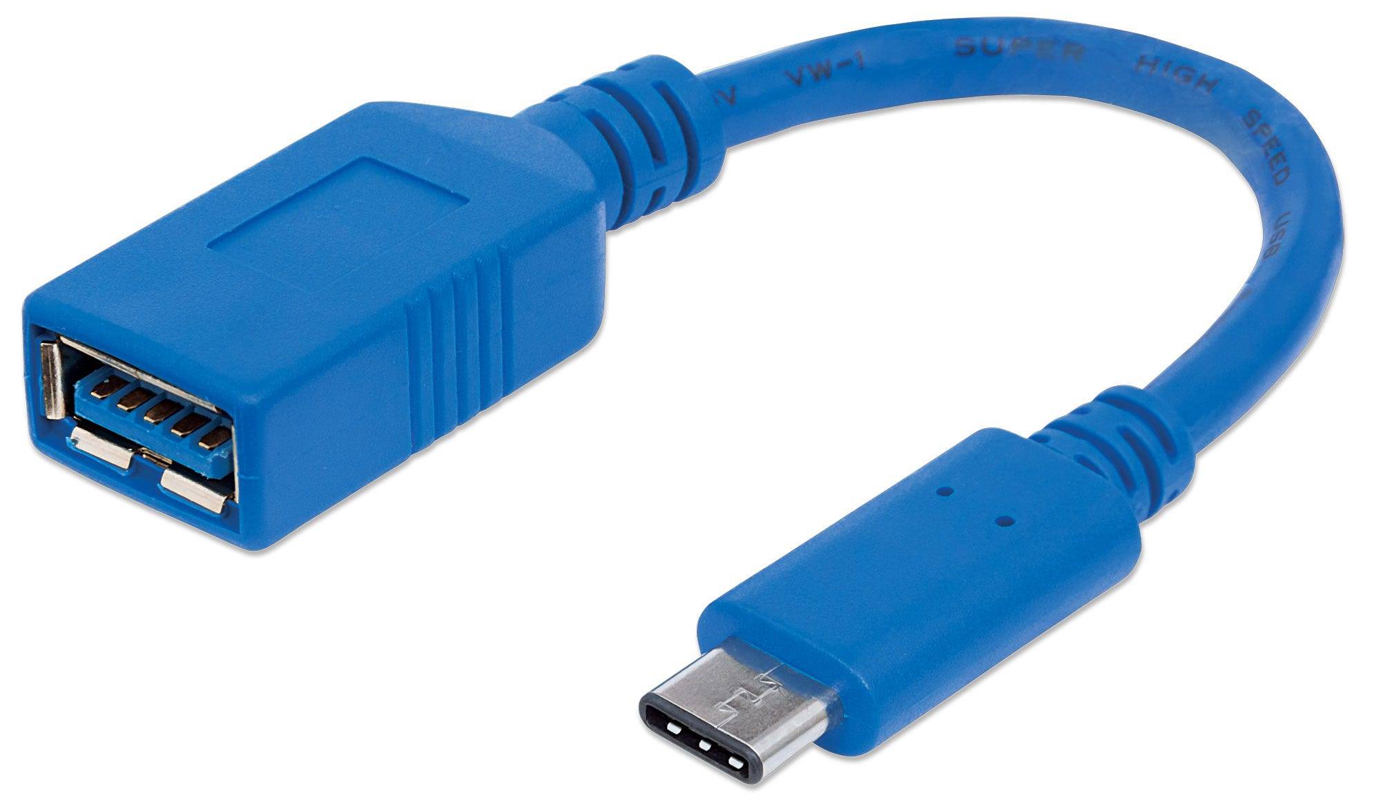 Manhattan USB-C to USB-A Cable, 15cm, Male to Female, 5 Gbps (USB 3.2 Gen1 aka USB 3.0)