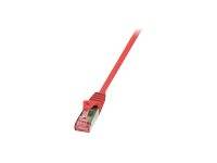 LogiLink CQ2024S RJ45 Netzwerkkabel, Patchkabel CAT 6 S/FTP 0.50 m Rot Flammwidrig, mit Rastnasenschutz 1 St.