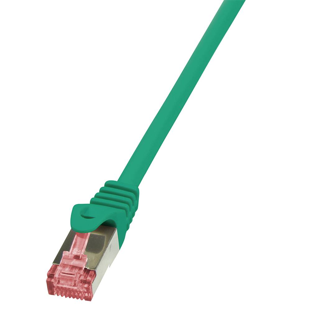 LogiLink CQ2045S RJ45 Netzwerkkabel, Patchkabel CAT 6 S/FTP 1.50 m Grün Flammwidrig, mit Rastnasenschutz 1 St.