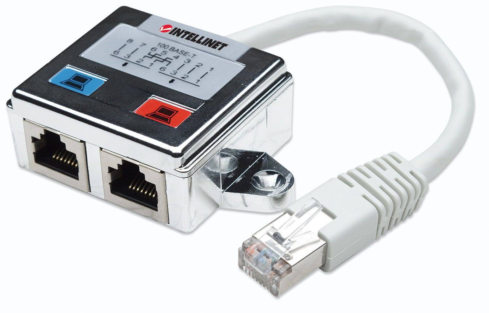 Intellinet RJ45 Netzwerk Adapter CAT 5 [1x RJ45-Stecker - 2x RJ45-Buchse] Silber, Weiß