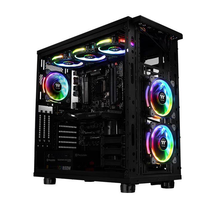 Thermaltake Riing Plus 12 RGB Kit PC-Gehäuse-Lüfter Schwarz, RGB (B x H x T) 120 x 120 x 25 mm inkl. LED-Beleuchtung