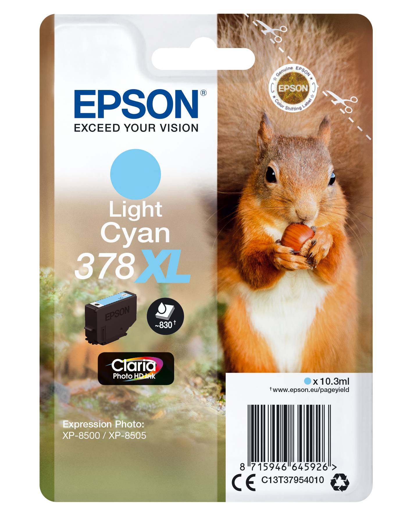 Epson Druckerpatrone T3795, 378XL Original Hell Cyan C13T37954010