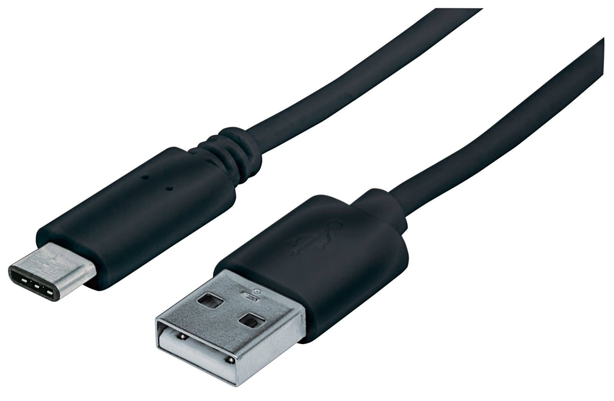 Manhattan USB-Kabel USB 2.0 USB-C® Stecker, USB-A Stecker 1.00 m Schwarz UL-zertifiziert 353298