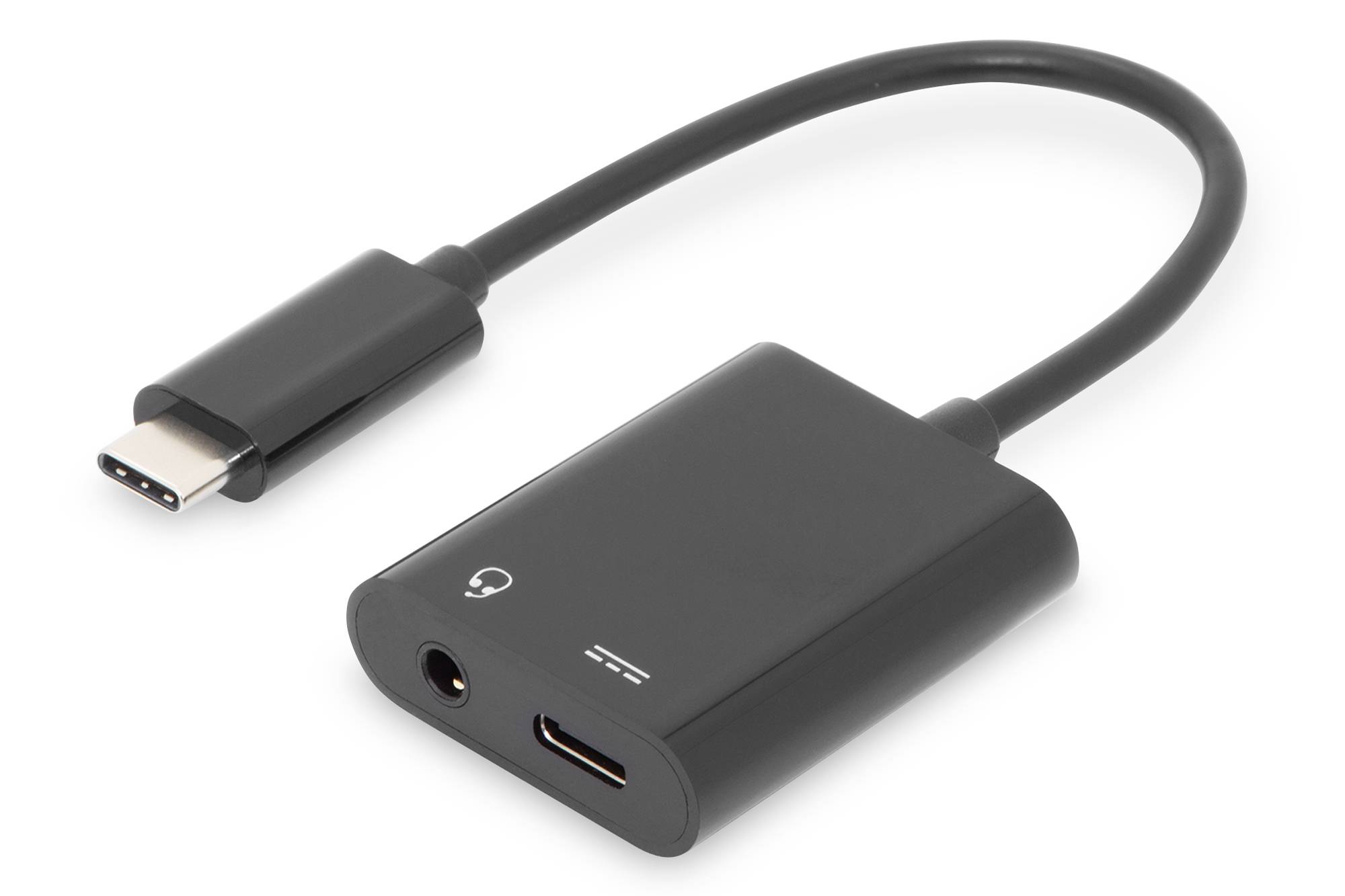 Digitus Audio Adapterkabel [1x USB-C® Stecker - 2x USB-C® Buchse, Klinkenbuchse 3.5 mm] AK-300400-002-S 20.00 cm Geschirmt, doppelt geschirmt