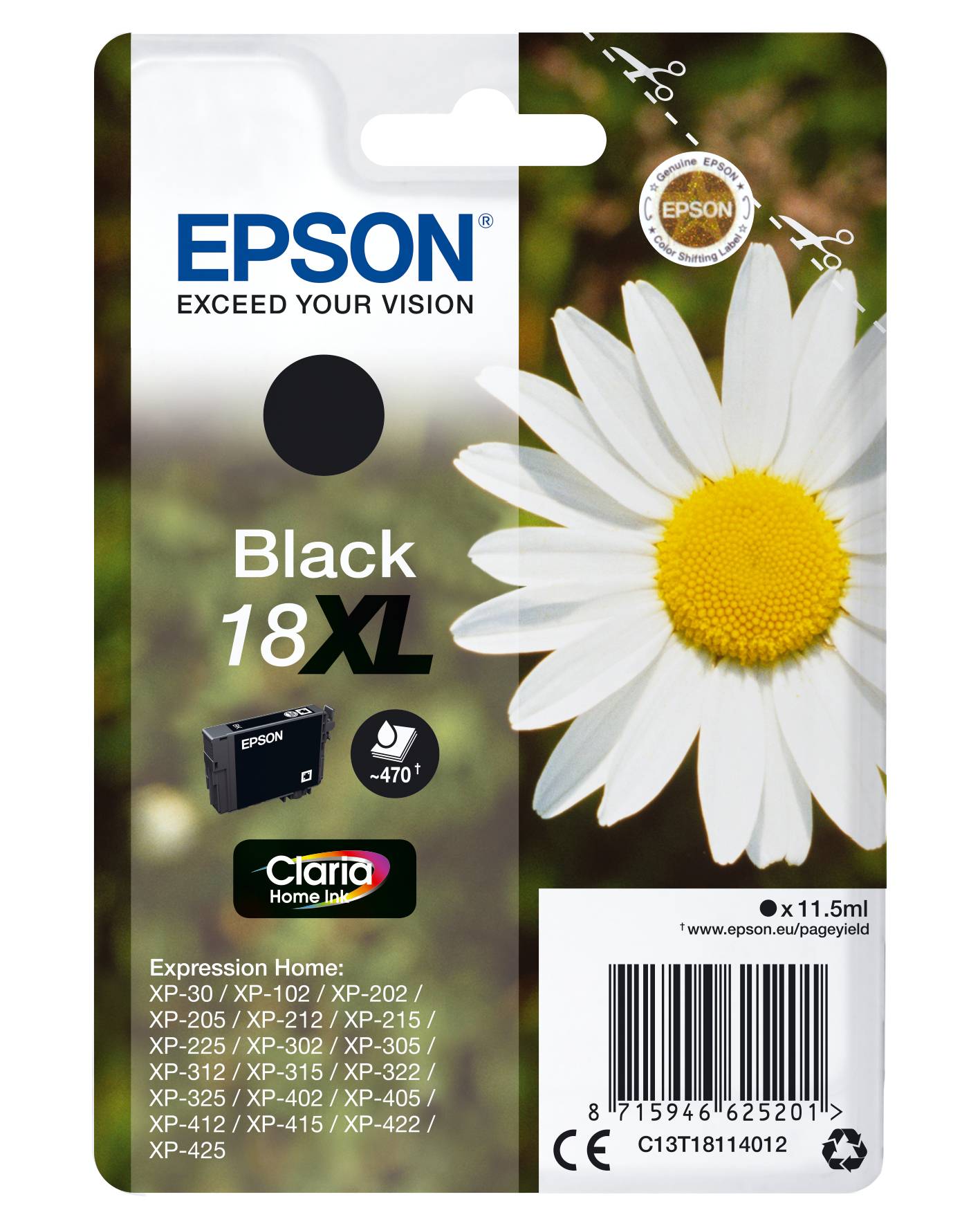 Epson Druckerpatrone T1811, 18XL Original Schwarz C13T18114012