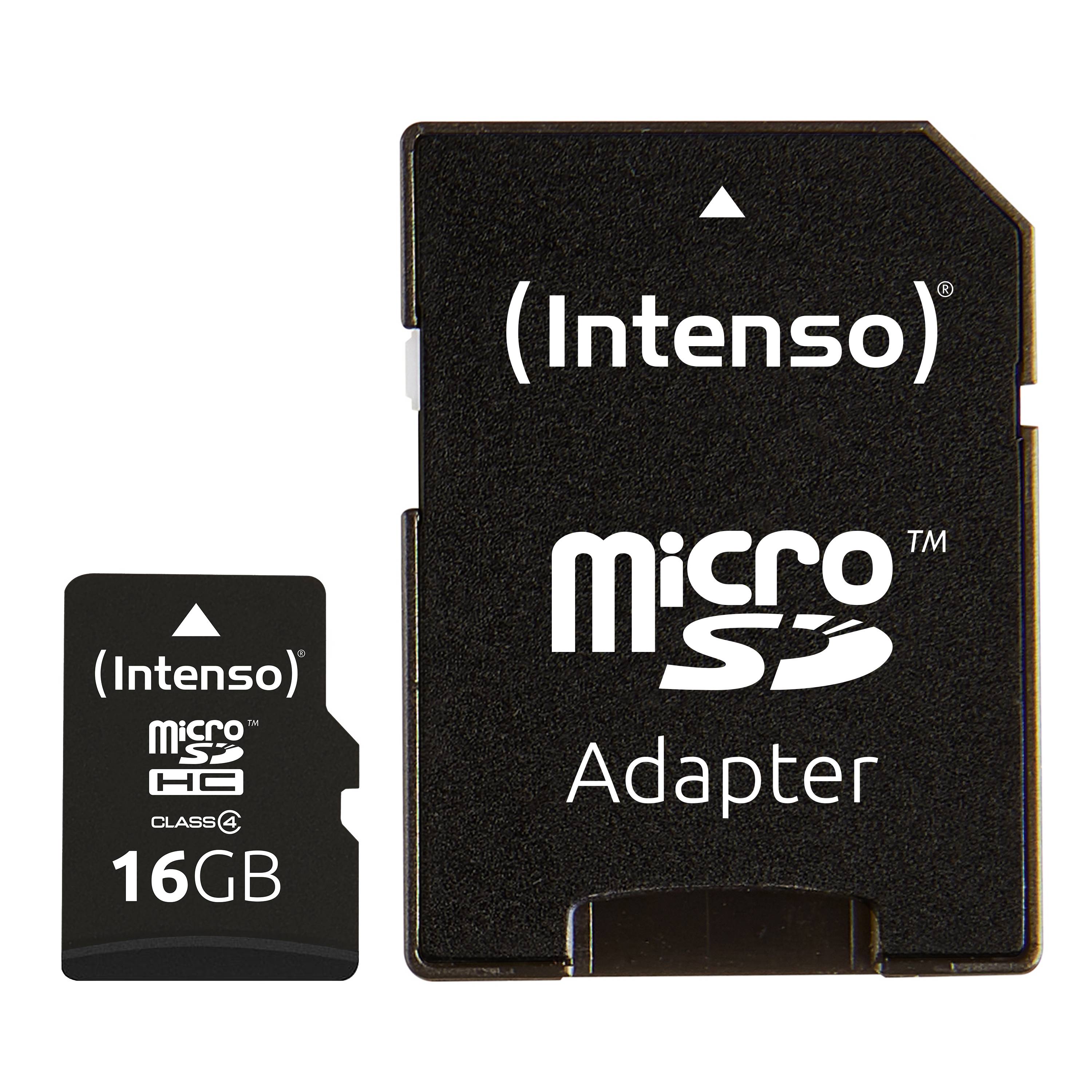Intenso 16 GB Micro SDHC-Card microSDHC-Karte 16 GB Class 4 inkl. SD-Adapter
