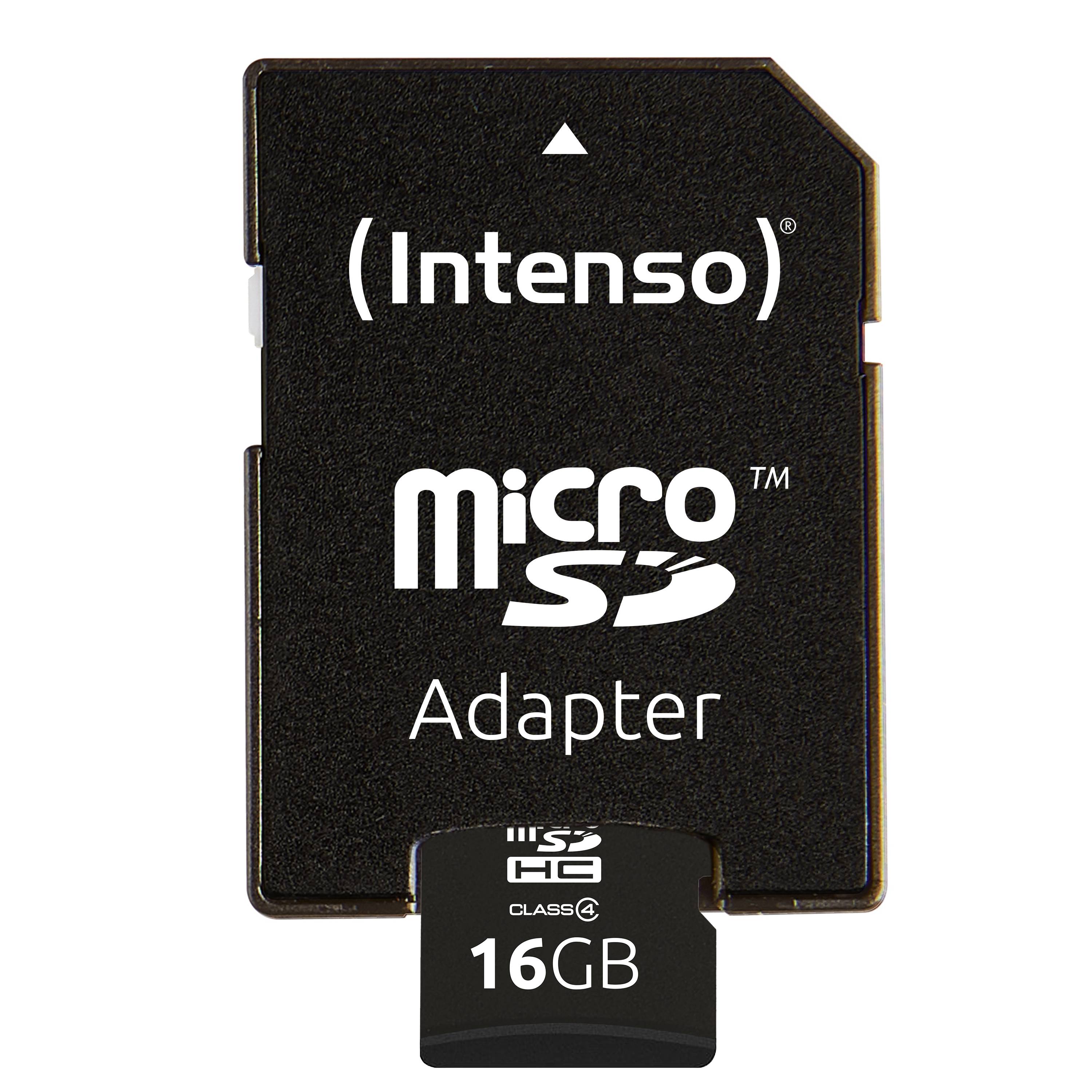 Intenso 16 GB Micro SDHC-Card microSDHC-Karte 16 GB Class 4 inkl. SD-Adapter