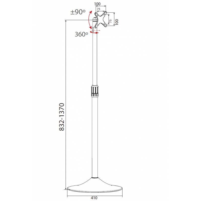 TECHly ICA-TR10 TV-Standfuß 33,0cm (13") - 68,6cm (27") Neigbar, Schwenkbar