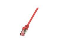 LogiLink CQ2014S RJ45 Netzwerkkabel, Patchkabel CAT 6 S/FTP 0.25 m Rot Flammwidrig, mit Rastnasenschutz 1 St.