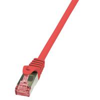 LogiLink CQ2014S RJ45 Netzwerkkabel, Patchkabel CAT 6 S/FTP 0.25 m Rot Flammwidrig, mit Rastnasenschutz 1 St.