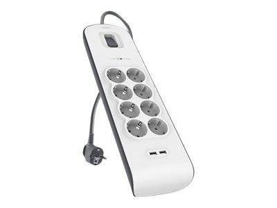 Belkin BSV804vf2M Überspannungsschutz-Steckdosenleiste 8fach Weiß, Grau Schutzkontakt 1 St.