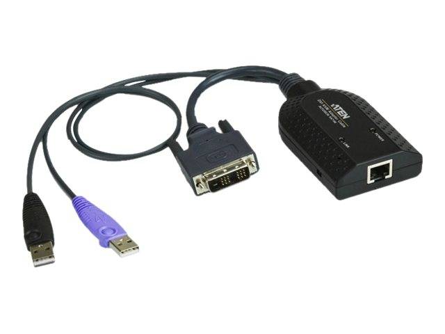 ATEN KVM Adapter [2x USB 2.0 Stecker A, DVI-D Stecker - 1x RJ45-Buchse] 0.20 m Schwarz