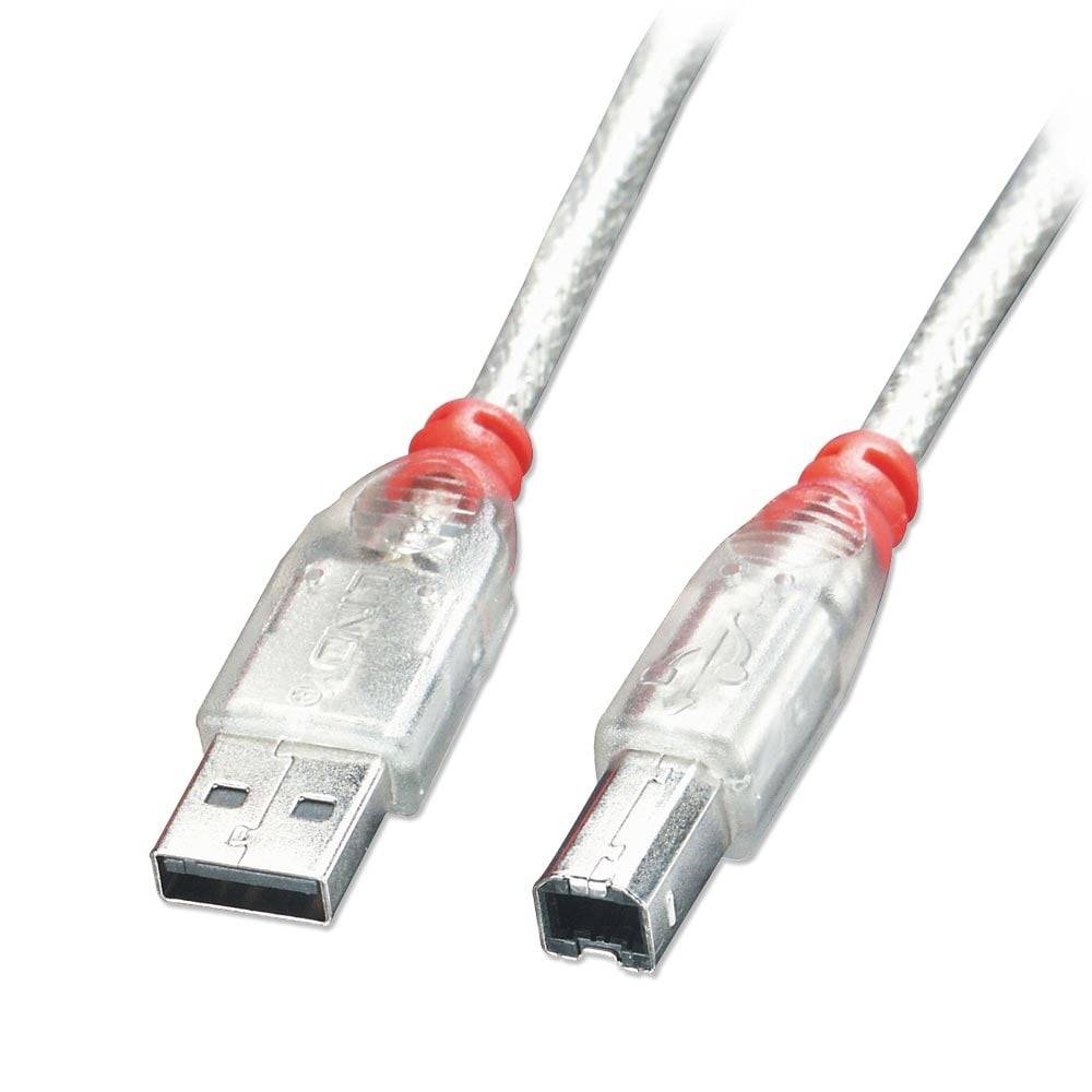 LINDY USB-Kabel USB 2.0 USB-A Stecker, USB-B Stecker 0.50 m Transparent 41751
