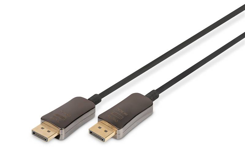 Digitus DisplayPort / Glasfaser Anschlusskabel DisplayPort Stecker, DisplayPort Stecker 20.00 m Schwarz AK-340107-200-S 8K UHD DisplayPort-Kabel