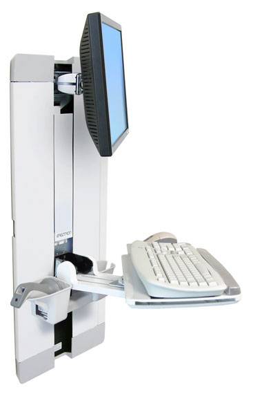Ergotron StyleView Vertical Lift 1fach Monitor-Wandhalterung 25,4 cm (10") - 61,0 cm (24") Weiß Höhenverstellbar, Tastaturablage, Neigbar, Schwenkba