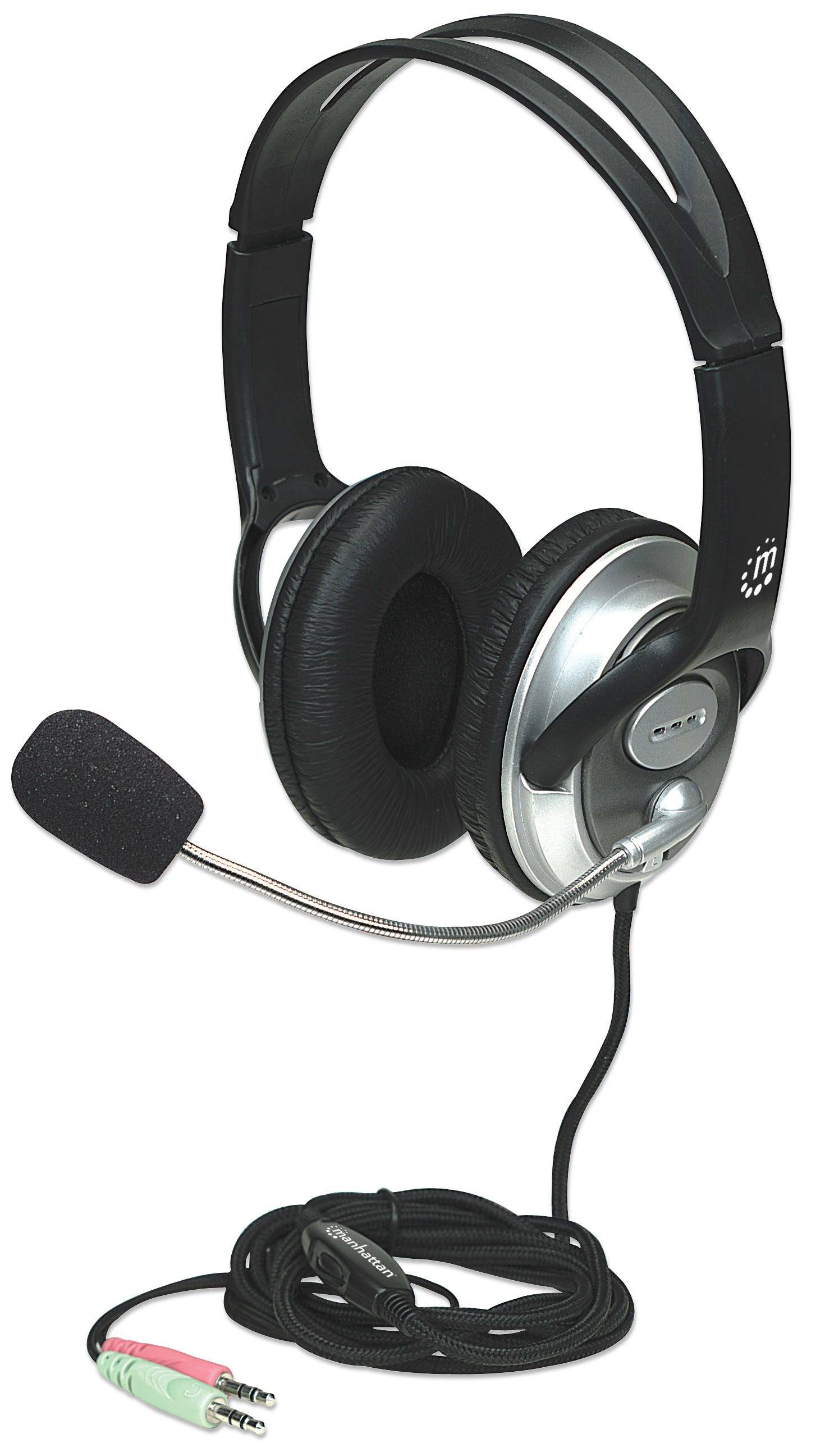 Manhattan Classic Stereo Headset Over Ear Headset kabelgebunden Schwarz Lautstärkeregelung