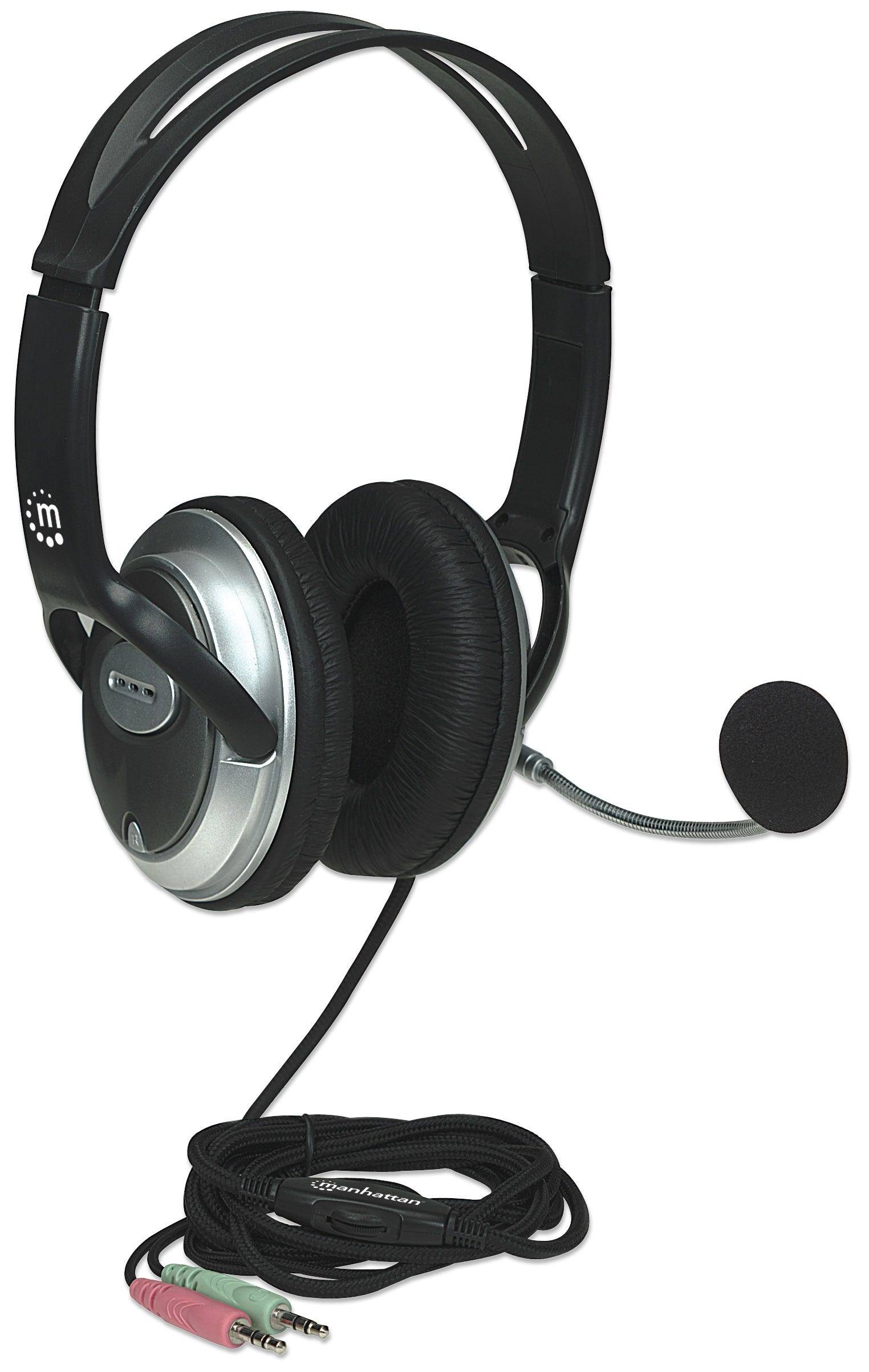 Manhattan Classic Stereo Headset Over Ear Headset kabelgebunden Schwarz Lautstärkeregelung