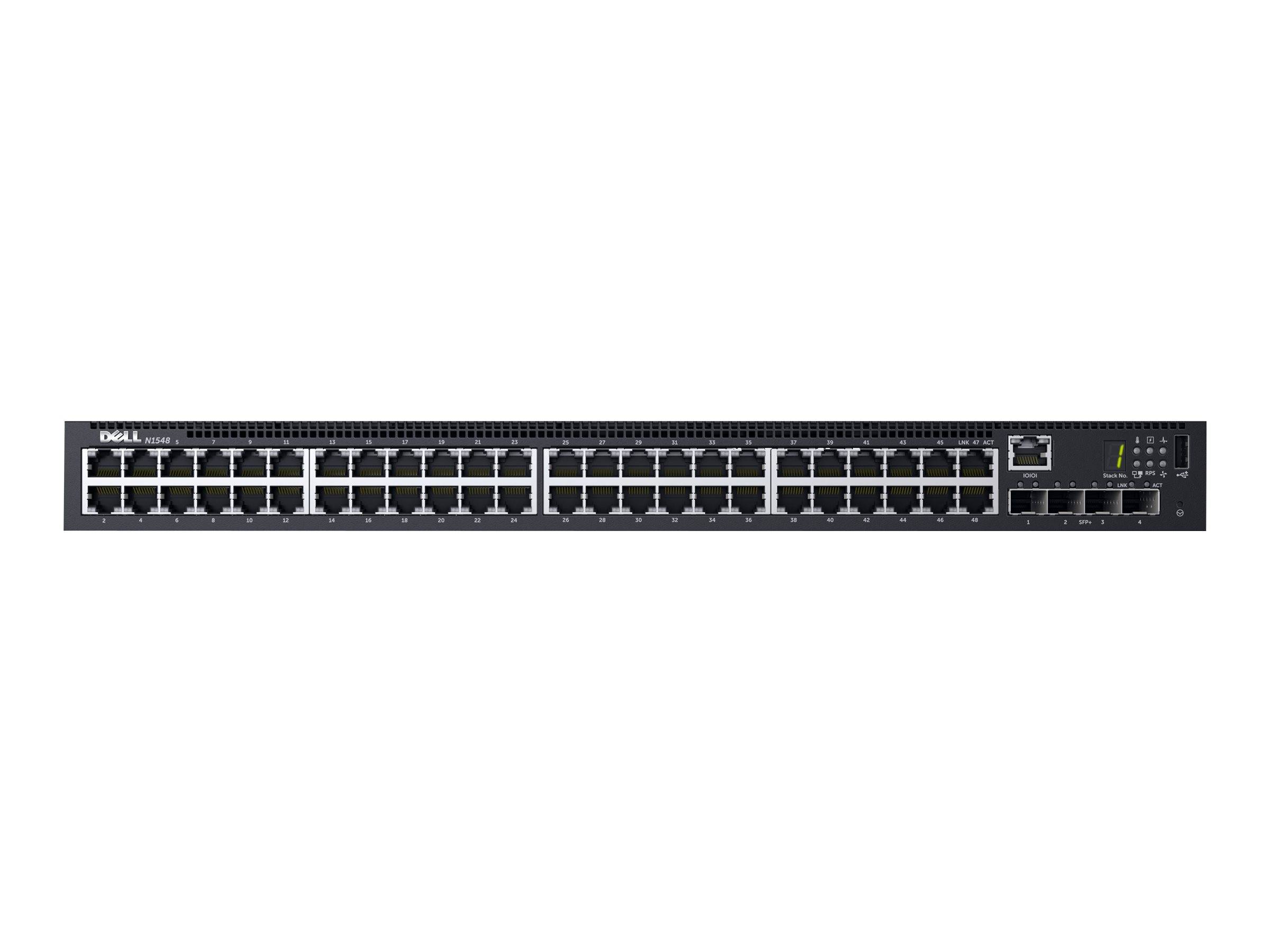 Dell Networking N1548 - Switch - L2+ - managed - 48 x 10/100/1000 + 4 x 10 Gigabit SFP+ - Luftstrom von vorne nach hinte