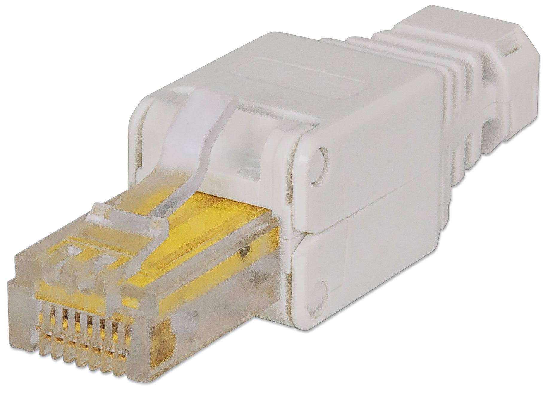 Intellinet Kabel Intellinet Werkzeugloser RJ45-Stecker RJ45-Modularstecker kein Crimpwerkzeug benötigt 790482 Farbkodierung, Knickschutztülle, Crimp