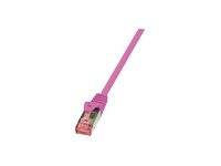 LogiLink CQ2019S RJ45 Netzwerkkabel, Patchkabel CAT 6 S/FTP 0.25 m Pink Flammwidrig, mit Rastnasenschutz 1 St.