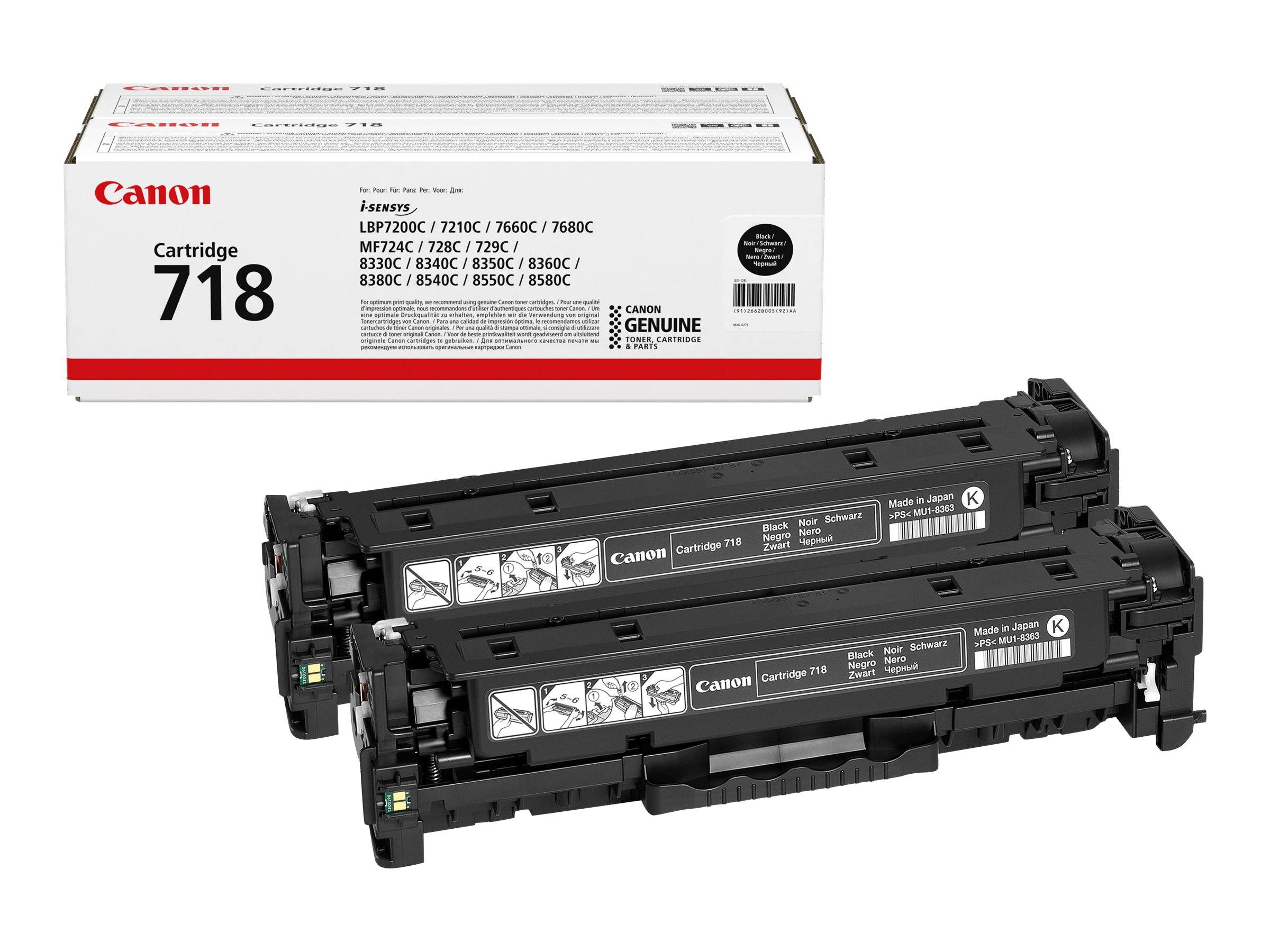 Canon 718 Black - 2er-Pack - Schwarz - Original - Tonerpatrone - für i-SENSYS LBP7210, LBP7660, LBP7680, MF728, MF729, M