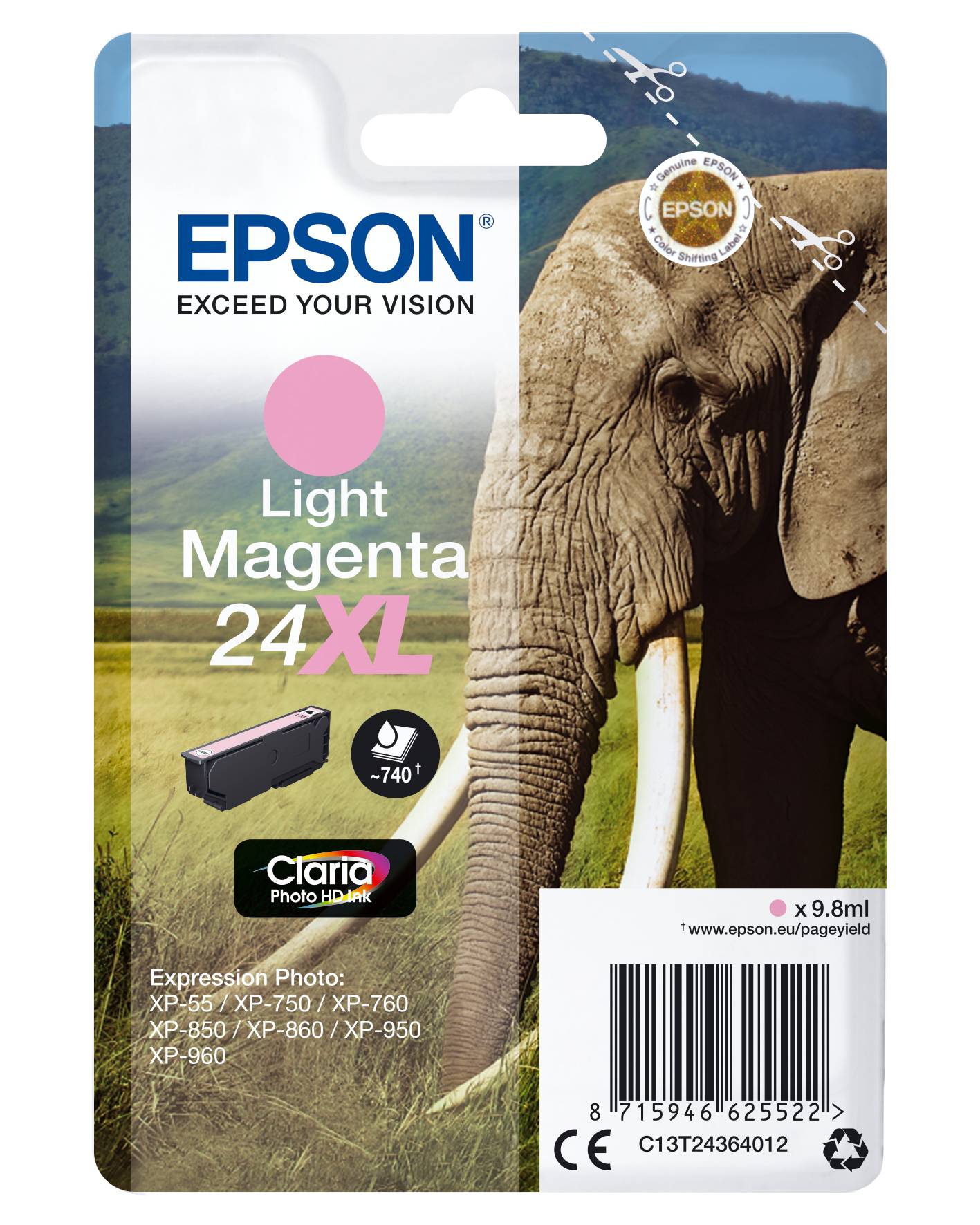 Epson Druckerpatrone T2436, 24XL Original Hell Magenta C13T24364012