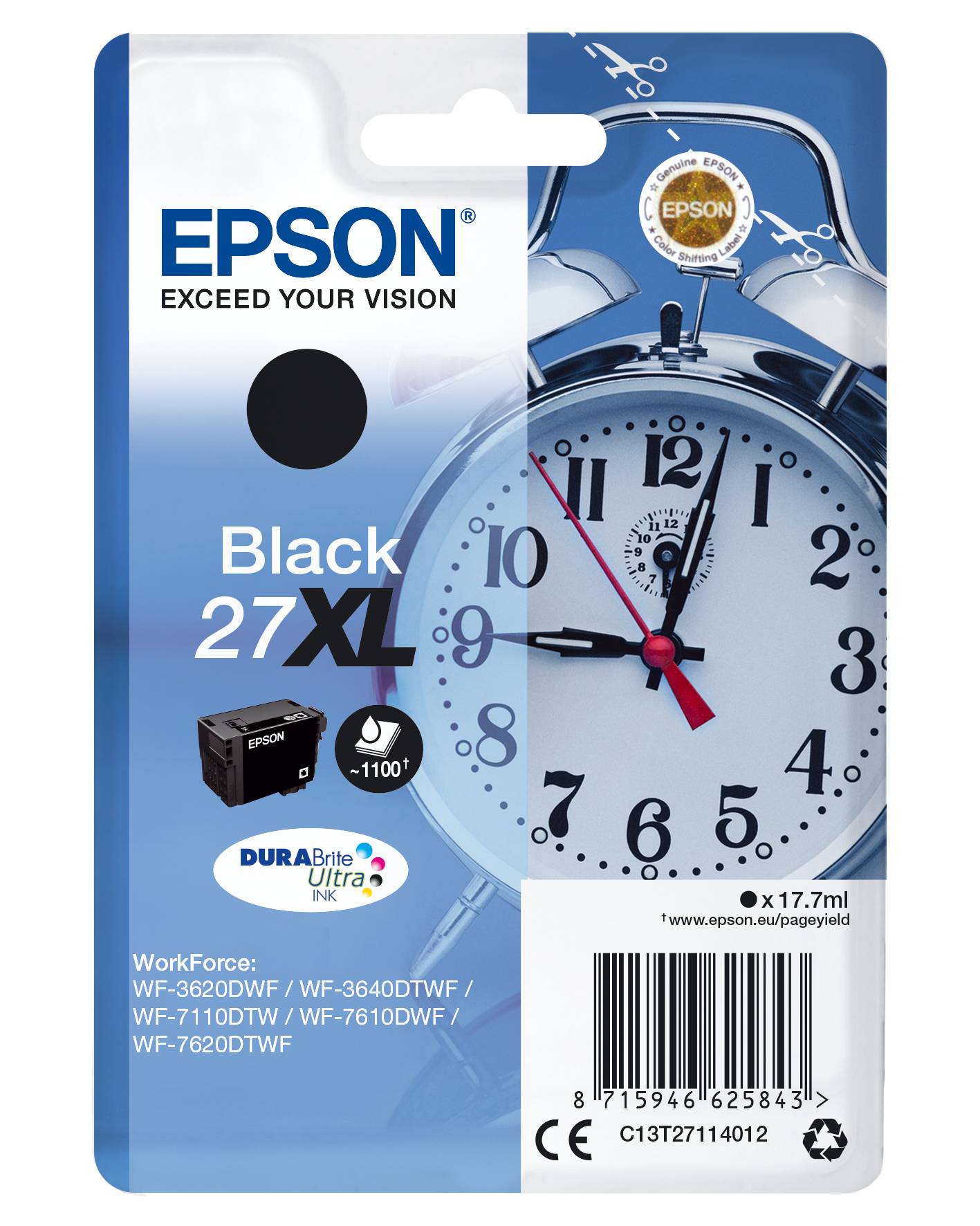 Epson Druckerpatrone T2711, 27XL Original Schwarz C13T27114012