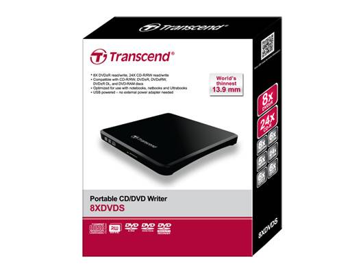 Transcend TS8XDVDS-K DVD-Brenner Extern Retail USB 2.0 Schwarz