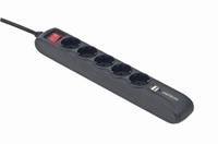 Gembird SPG5-U2-5 Steckdosenleiste mit Schalter 5fach Schwarz Schutzkontakt 1 St.