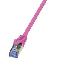 LogiLink CQ3029S RJ45 Netzwerkkabel, Patchkabel CAT 6a S/FTP 0.50 m Pink Flammwidrig, mit Rastnasenschutz 1 St.